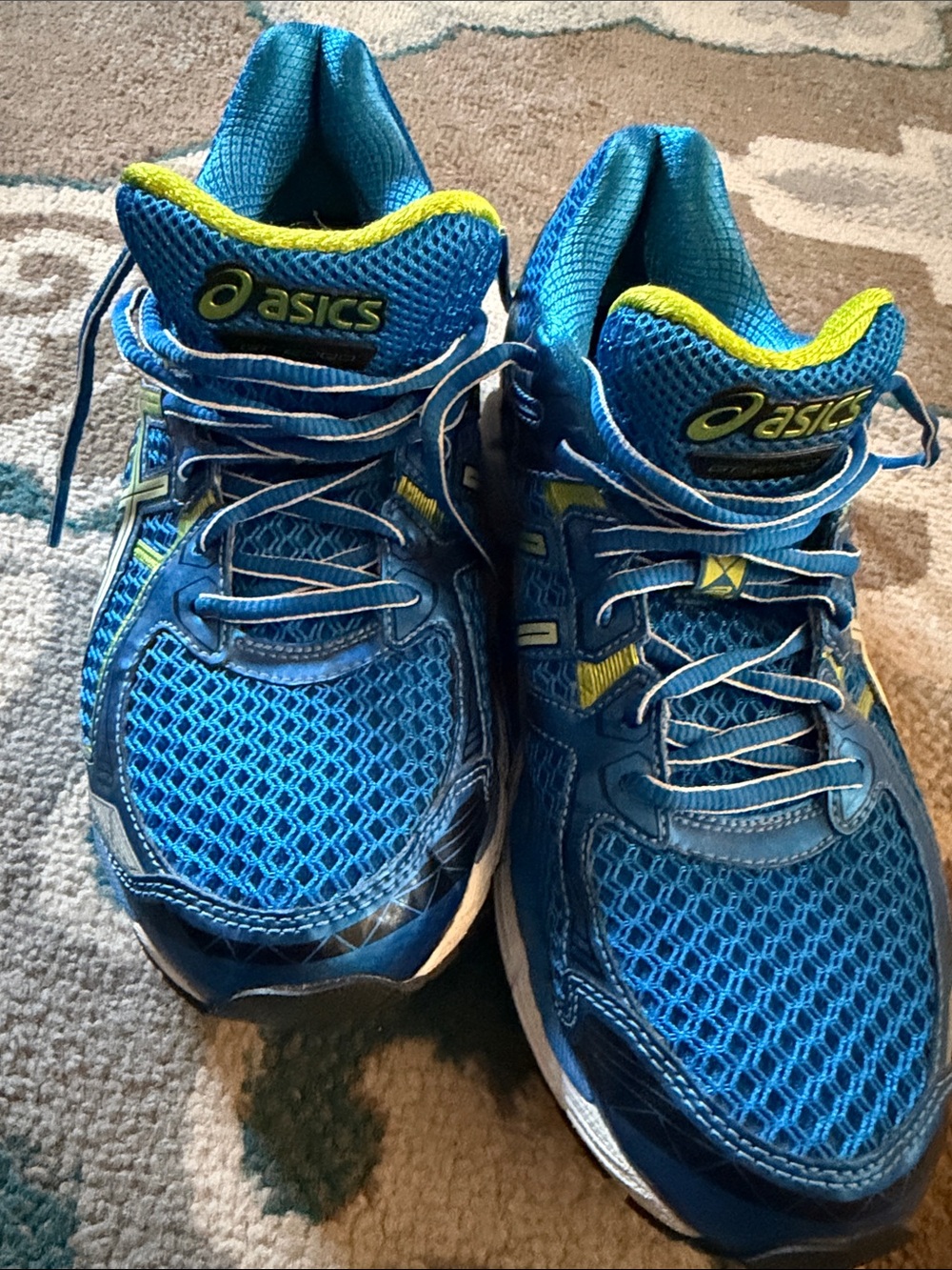 Asics youths Bright Blue Sneakers with Neon Yellow Accents
